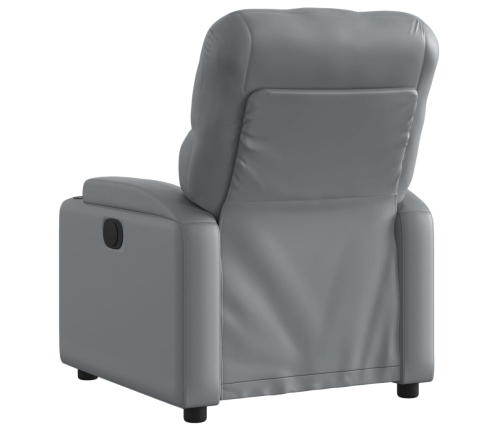 Sillón reclinable eléctrico de cuero sintético gris