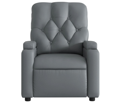 Sillón reclinable eléctrico de cuero sintético gris