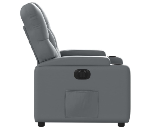 Sillón reclinable eléctrico de cuero sintético gris