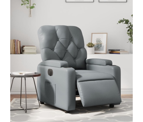 Sillón reclinable eléctrico de cuero sintético gris