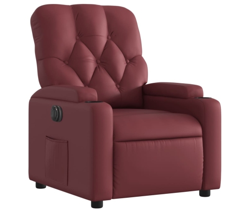 Sillón reclinable eléctrico de cuero sintético rojo tinto