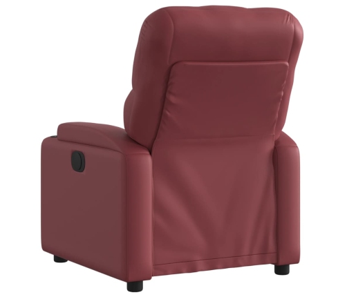 Sillón reclinable eléctrico de cuero sintético rojo tinto