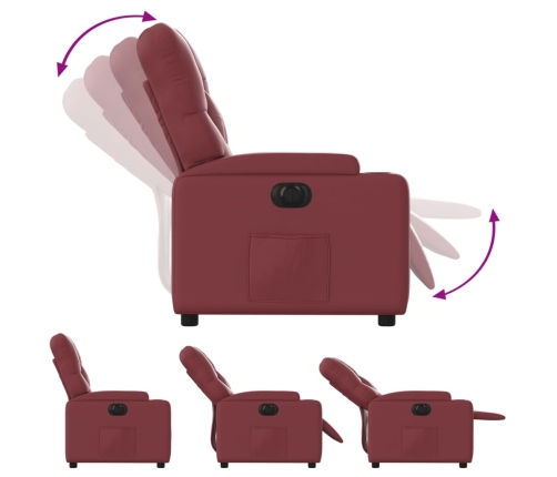 Sillón reclinable eléctrico de cuero sintético rojo tinto