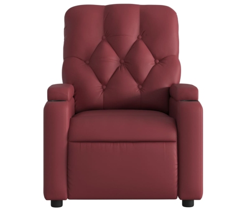 Sillón reclinable eléctrico de cuero sintético rojo tinto