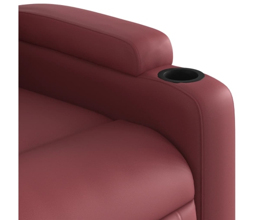 Sillón reclinable eléctrico de cuero sintético rojo tinto