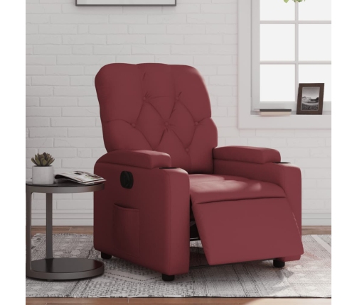 Sillón reclinable eléctrico de cuero sintético rojo tinto