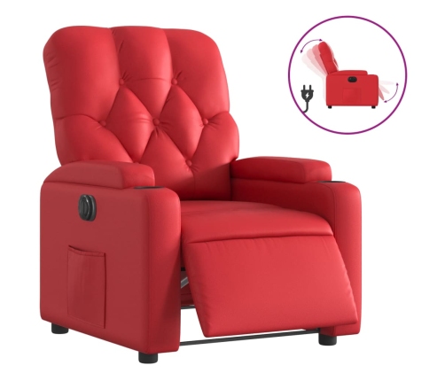 Sillón reclinable eléctrico de cuero sintético rojo