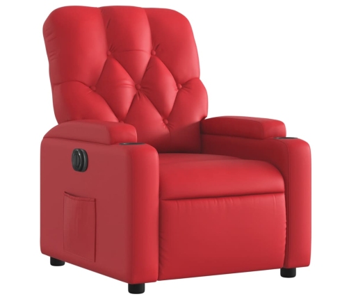 Sillón reclinable eléctrico de cuero sintético rojo