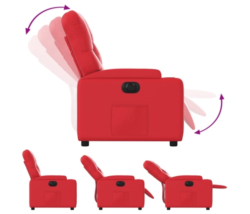 Sillón reclinable eléctrico de cuero sintético rojo