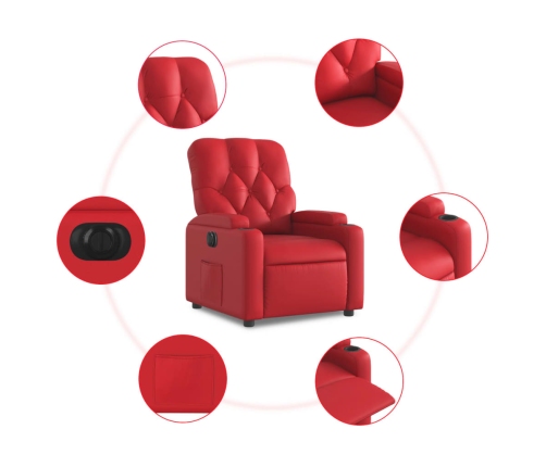 Sillón reclinable eléctrico de cuero sintético rojo