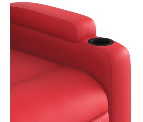 Sillón reclinable eléctrico de cuero sintético rojo