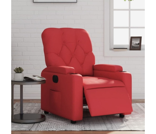 Sillón reclinable eléctrico de cuero sintético rojo