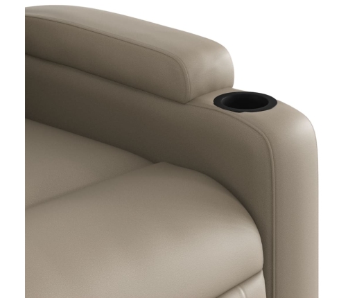 Sillón reclinable eléctrico de cuero sintético color capuchino