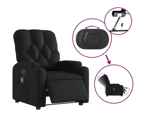 Sillón de masaje reclinable eléctrico cuero sintético negro