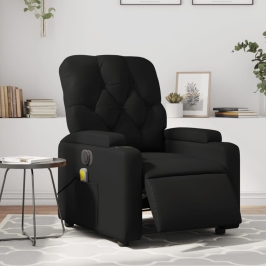 Sillón de masaje reclinable eléctrico cuero sintético negro