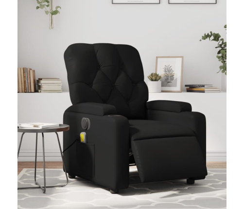 Sillón de masaje reclinable eléctrico cuero sintético negro