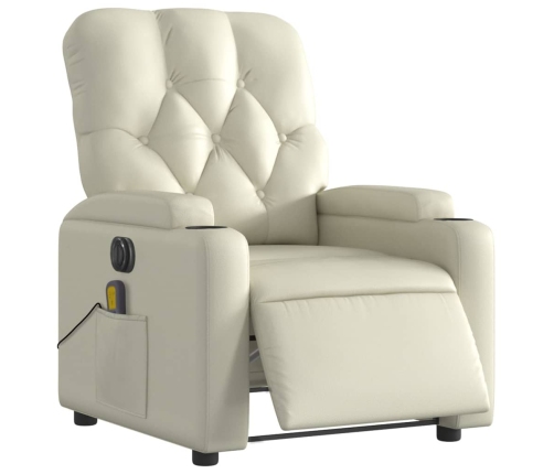 Sillón de masaje reclinable eléctrico cuero sintético crema