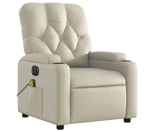 Sillón de masaje reclinable eléctrico cuero sintético crema