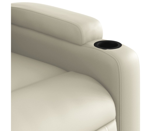 Sillón de masaje reclinable eléctrico cuero sintético crema