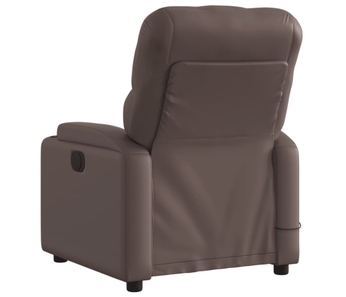 Sillón de masaje reclinable eléctrico cuero sintético marrón