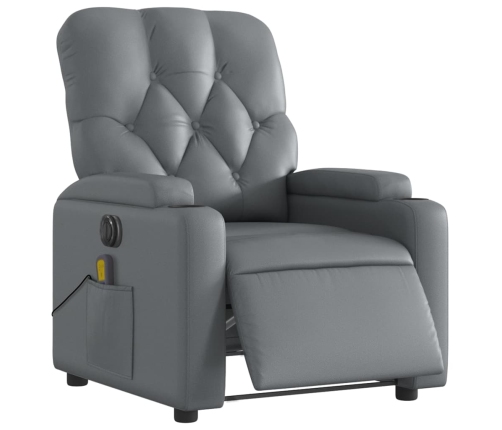 Sillón de masaje reclinable eléctrico cuero sintético gris