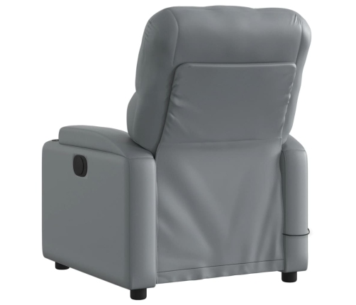 Sillón de masaje reclinable eléctrico cuero sintético gris