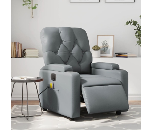 Sillón de masaje reclinable eléctrico cuero sintético gris