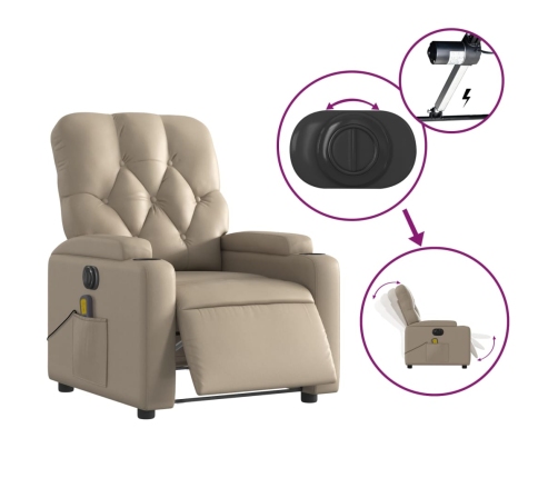 Sillón reclinable de masaje eléctrico cuero sintético capuchino