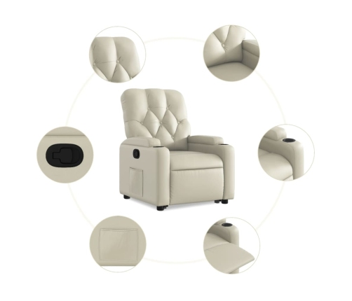 Sillón reclinable elevable cuero artificial color crema