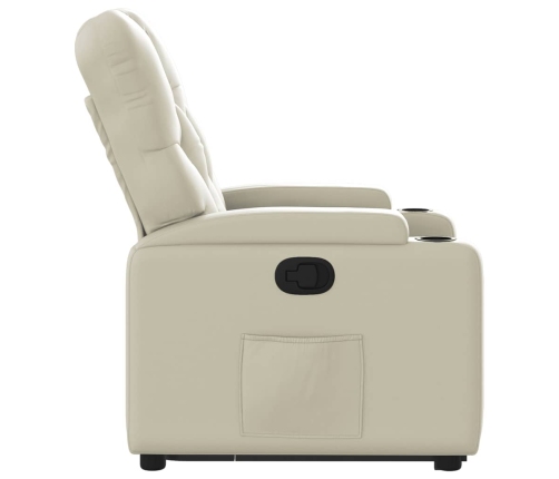 Sillón reclinable elevable cuero artificial color crema