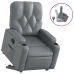 Sillón reclinable elevable cuero artificial gris