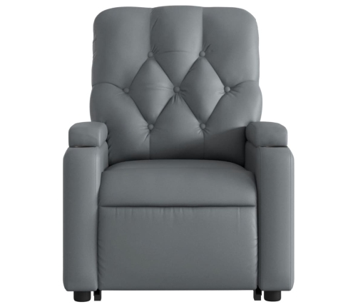 Sillón reclinable elevable cuero artificial gris