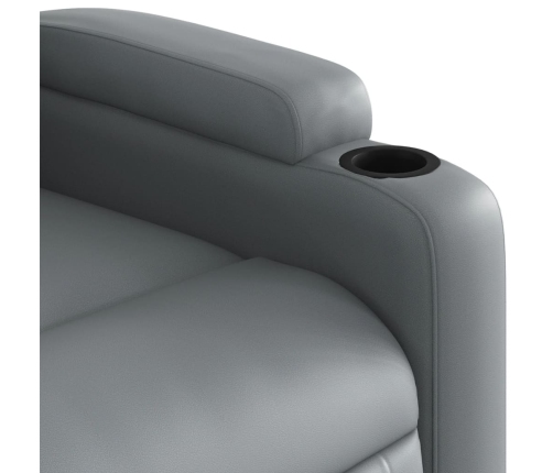 Sillón reclinable elevable cuero artificial gris