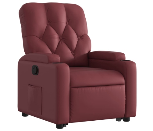 Sillón reclinable elevable cuero artificial rojo tinto