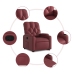 Sillón reclinable elevable cuero artificial rojo tinto