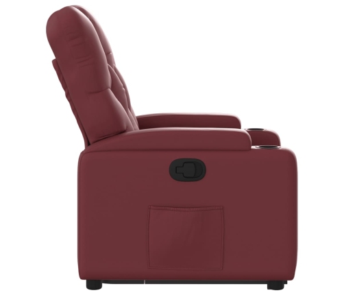 Sillón reclinable elevable cuero artificial rojo tinto