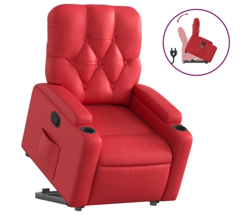 Sillón reclinable elevable cuero artificial rojo