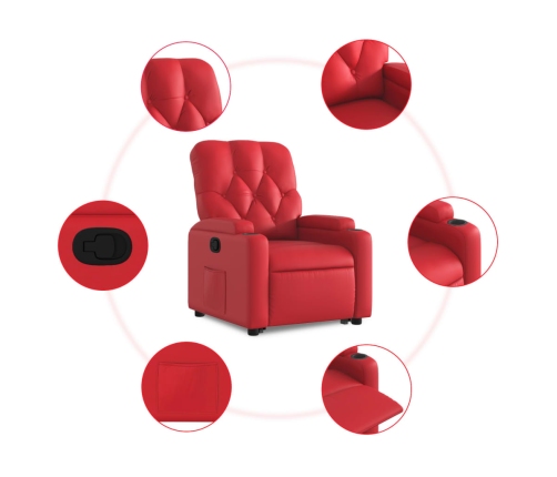 Sillón reclinable elevable cuero artificial rojo