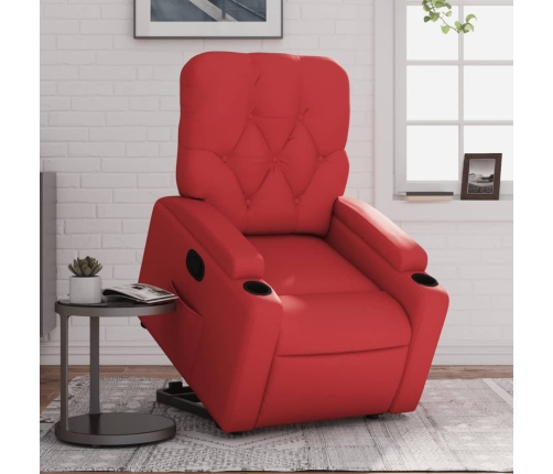 Sillón reclinable elevable cuero artificial rojo