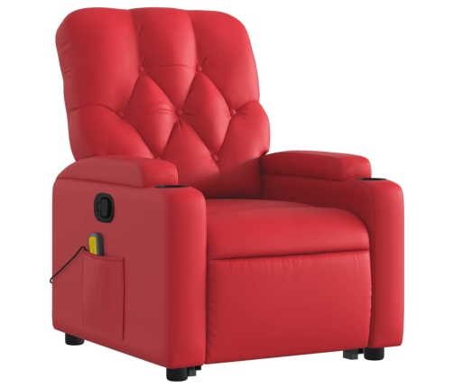 Sillón reclinable de masaje de pie cuero artificial rojo