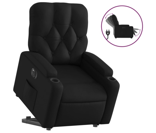 Sillón reclinable y elevable eléctrico cuero sintético negro