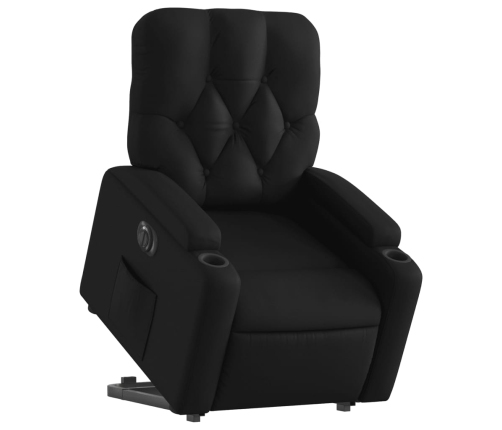 Sillón reclinable y elevable eléctrico cuero sintético negro