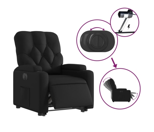 Sillón reclinable y elevable eléctrico cuero sintético negro