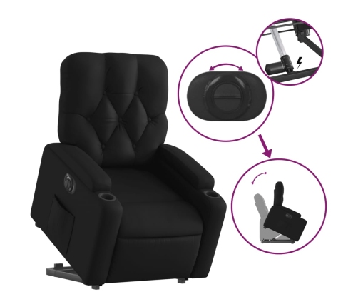 Sillón reclinable y elevable eléctrico cuero sintético negro