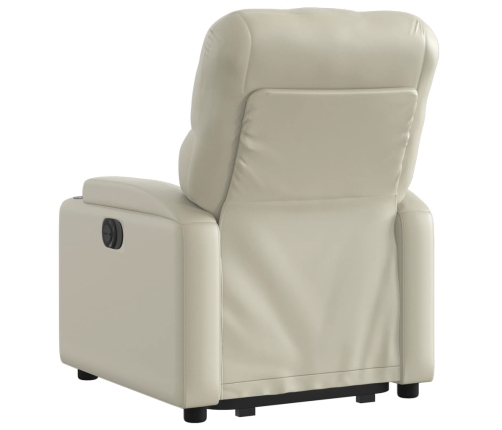 Sillón reclinable elevable eléctrico de cuero sintético crema