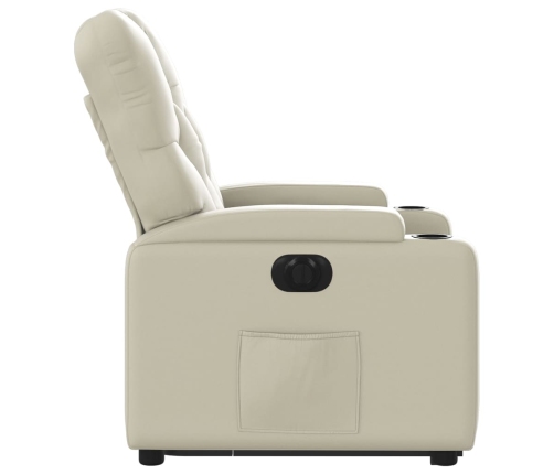 Sillón reclinable elevable eléctrico de cuero sintético crema