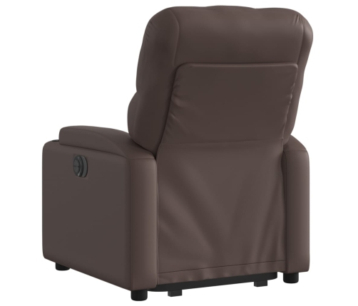 Sillón reclinable elevable eléctrico de cuero sintético marrón