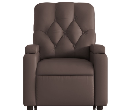 Sillón reclinable elevable eléctrico de cuero sintético marrón