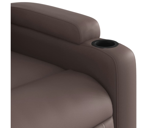 Sillón reclinable elevable eléctrico de cuero sintético marrón