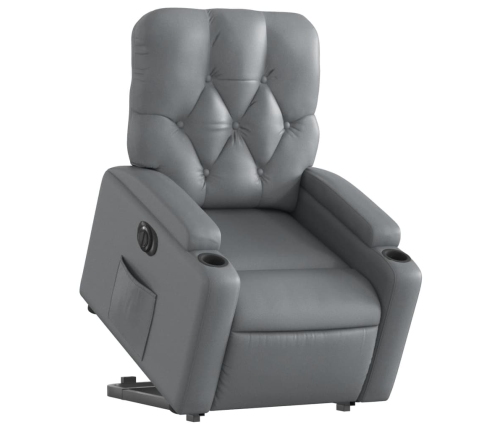 Sillón reclinable elevable eléctrico de cuero sintético gris